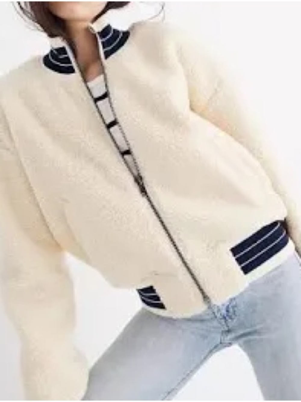Madewell Sherpa Varsity Bomber Jacket